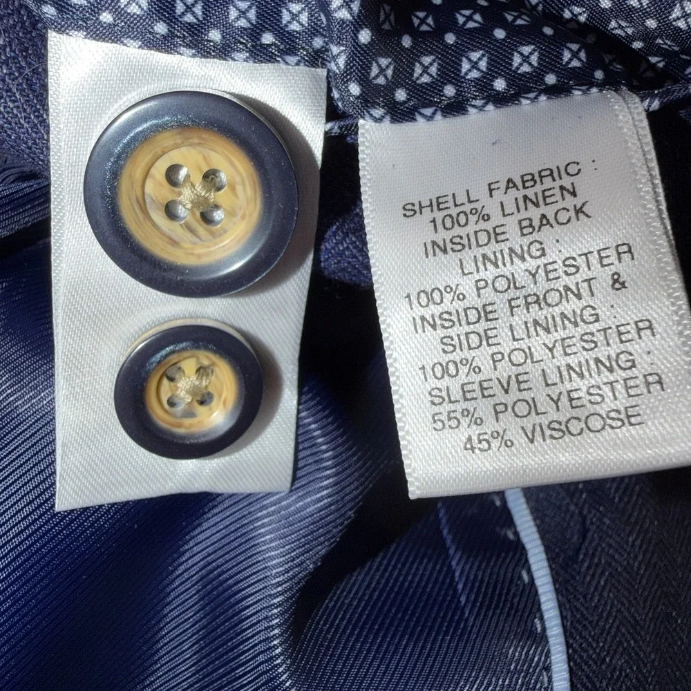 Murano Baird McNutt 100% Linen Blazer Mens Medium Slim Fit Blue Sport Coat